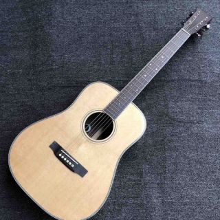 Custom DJR Style All Solid Wood Fishbone Binding Double EQ Preamp Acoustic Guitar
