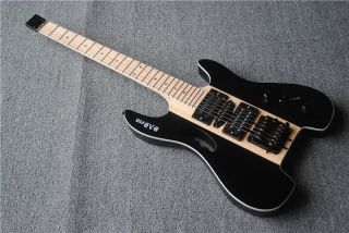 Custom Neck Through Body Headless Electric Guitar with Black Hardware