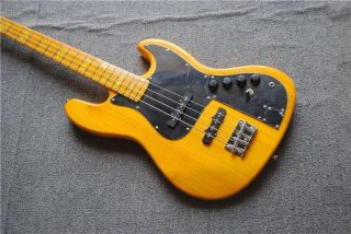 Custom Maple Fingerboard 4 Strings Electric Bass with Light Yellow Paint