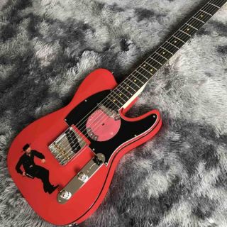 Custom Character Pattern Design Water Transfer Printing Electric Guitar in Red