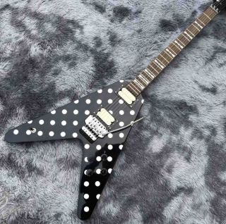 Custom Electric Guitar in Black and White Spot 2021 New Guitar with Rocker Vibrato System
