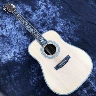 Custom Solid Europe Spruce Top D Body 45AA Acoustic Electric Guitar with India Rosewood Back Side