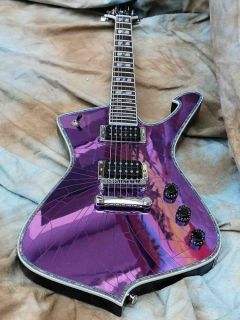 Custom Iban Style Cracked Mirror Electric Guitar in Purple