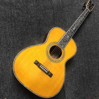 All Solid Wood One Pcs Mahogany Wood Neck 39 Inch Ebony Fingerboard Real Abalone OO-Style Acoustic Electric Guitar