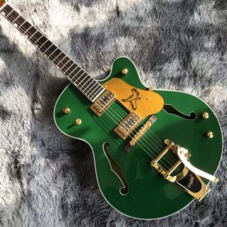 Custom Semi Hollow Body Jazz Electric Guitar With Bigsby Tremolo in Green Color