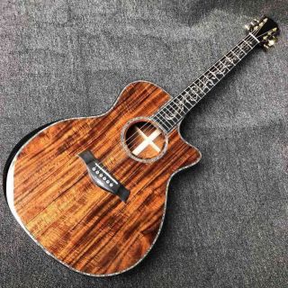 Custom Aaaa All Solid Koa Wood Top Cocobolo Back Side Acoustic Guitar with Armrest