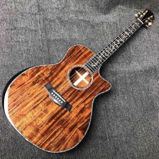 Custom Aaaa All Solid Koa Wood Solid Cocobolo Back Side Acoustic Guitar with Armrest