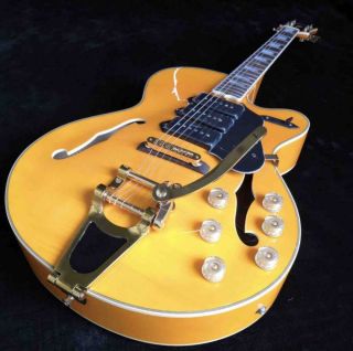 Custom Golden Jazz Electric Guitar in Yellow