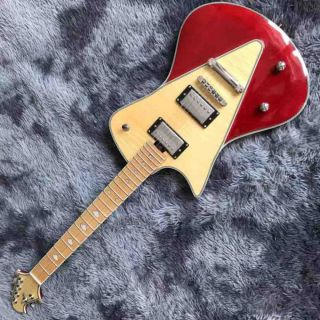 Custom Grand Music Man Style Left Handed Electric Guitar in Red Accept Customized Guitar Bass Project OEM