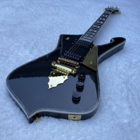 Custom KISS Paul Stanley Iceman Electric Guitar with Abalone Binding in Black Color