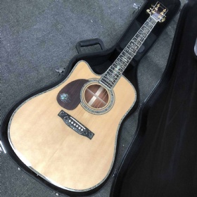 Custom 41 Inch Cutaway Dreadnought Left-Handed Acoustic Guitar D45 Style with Life Tree Inlay Abalone Binding