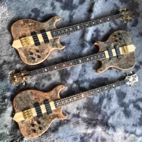 Custom Burst Maple Top 4 Strings Bass Guitar Neck Through Body Ebony Fingerboard Active Pickups Electric Bass