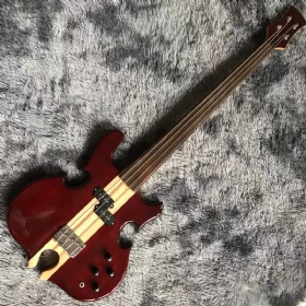 Custom 4 Strings Fretless Neck Through Body Cut-out Bottom Electric Bass Guitar