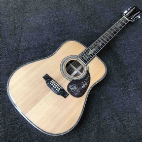 Custom 12 Strings D45 Dreadnought Body Solid Spruce Top 41 Inch Dreadnought Deluxe Abalone Binding Acoustic Guitar Umbrella Logo on Headstock