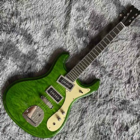 Custom Grand 1960 1966 1969 Mosrite Ventures Electric Guitar Johnny Ramone Water Ripple in Green Color Accept Guitar OEM Order