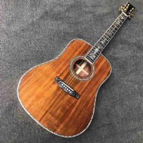 Custom Solid KOA Wood Dreadnought D Body Life Tree Inlay Acoustic Guitar with Customized Logo