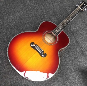 Custom 43 Inch Jumbo Guitar Solid Spruce Top J200 12 Strings Flamed Maple Back Side Acoustic Guitar