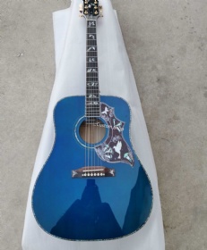 Custom Dreadnought Viper Blue Quilted Maple Top Back Side GB Acoustic Guitar