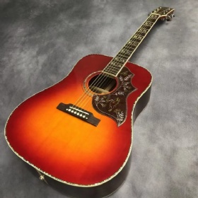 Custom 41 Inch HummingBIRD  Series Back Panel Three-Piece D Barrel Sunset Red Wood Acoustic Guitar