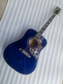 Custom Dove Bird in flight solid spruce wood top acoustic guitar in blue color guitar professional 41 inch