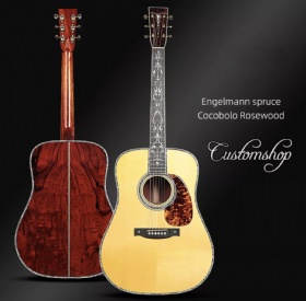 Custom Wholesale Chinese 41 Inch AAAAA All Solid Acoustic Guitars with SOLID Cocobolo Rosewood Back Side 45-Style Abalone top Purfling and Rosette