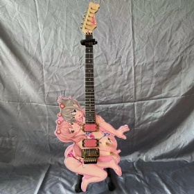 Custom Beauty Girl Electric Guitar Irregular Body Special Shape Guitar in Pink Color