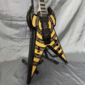 Custom Irregular special guitar Zakk Wylde Audio War Hammer Electric Guitar with Viking totem bullseye and runes fret markers