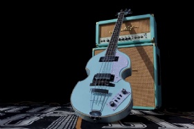 Custom 4 Strings Honfer Violin Electric Bass Guitar in White Color