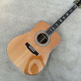 Custom 41'' Solid Red Cedar Top Acoustic Guitar Dreadnought D Model 45 Style Real Abalone Inlay Wood Folk Guitar Accept Guitar OEM