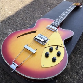 Custom Rickon 370 Electric Guitar 6 Strings Hollow Electric Guitar with 3pcs Neck in Sunset Color