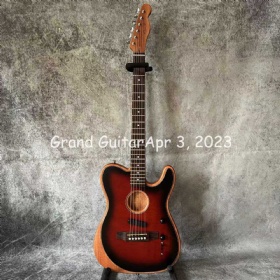 Custom Acoustasonic Tele Hollow Body Electric Guitar with Deep C Mahogany Neck Vintage Tuner