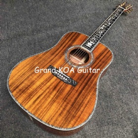 Custom Grand KOA Acoustic Guitar All Koa Wood Top Back Sides OOO 39 Inch Body Open Tuner Ebony Bridge Bone Nut