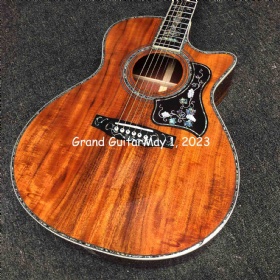 Custom OM Body Solid Koa Wood Top Ebony Fingerboard Acoustic Guitar