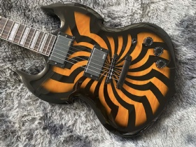 Chinese electric guitar flame maple top audio black hardware M Zakk mahogany body and maple neck