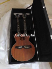 Custom 2023 Grand New 6+12 Strings Double Neck Acoustic Guitar Richie Sambora Doubleneck KOA Wood with Hardcase and Sonic Electronic Pickup