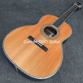 Custom 39 Inch Solid Cedar Top OOO42C Body Ebony Fingerboard Acoustic Guitar with 43mm Nut Width Abalone Binding Slotted Headstock Accept Guitar OEM