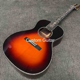 Custom Order Logo on Headstock OOO Body Abalone Binding Solid Rosewood Back Side Acoustic Guitar in Kinds Color Nut Width Customization