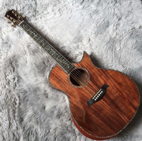 Custom Taylor Style PS14 Electric Acoustic Guitar Full Koa Solid Top B-Band Electronic Bone Nut&Saddles