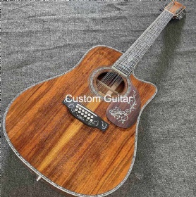 Custom 41 inch D45k 12 strings solid KOA wood ebony fingerboard real abalone inlay acoustic guitar accept guitar OEM