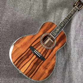 Custom solid all KOA wood ebony fingerboard real abalone shell binding 39 inch ooo series acoustic guitar
