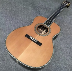 Custom solid spruce top ebony fingerboard rosewood back side real abalone shell binding 39 inch OM series acoustic guitar
