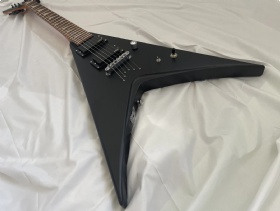Custom Grand Flying V ESP Style Electric Guitar in Black Matte Finishing with 2 EMG Pickups