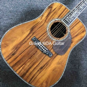 Custom 41-inch all-KOA wood ebony fingerboard, abalone inlaid acoustic guitar
