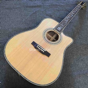 Custom 41 inches D45 Dreadnought Solid Spruce Top Rosewood Back Sides Acoustic Guitar Abalone Inlay Umbrella Torch Logo