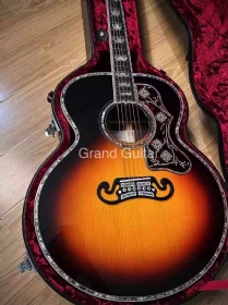 Custom 43 inch all solid wood limited edition SJ200AA acoustic guitar GB style solid rosewood back side in sunburst color