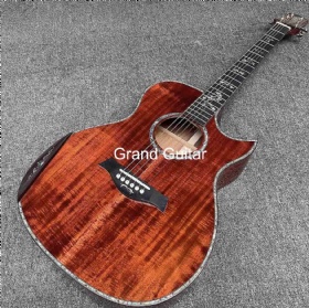 Custom GA Body Solid KOA Back Side Cutaway Acoustic Electric Guitar with Armrest Double BIG Pickup Ebony Fingerboard