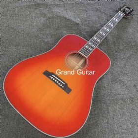 Custom GB Style 41 Inch Hummingbird Acoustic Guitar Cherry Red Color Mahogany Back Side with Customized Logo