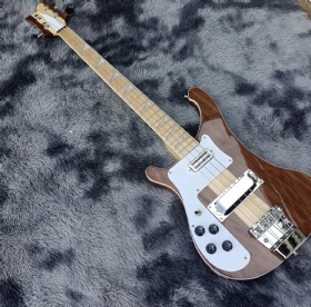 Custom left-handed neck through body Rickenback style bass guitar walnut body lefty Ricken 4003 neck thru Electric Bass