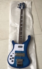 Custom lefty Ricken style 4003 electric bass guitar transparent blue finish left handed Rickenbacker 4003 fireglo bass