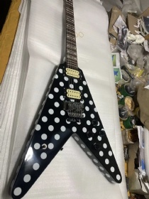 Custom Randy Rhoads Electric Guitar Solid Wood White Dot Glossy Finish with Chrome Hardware